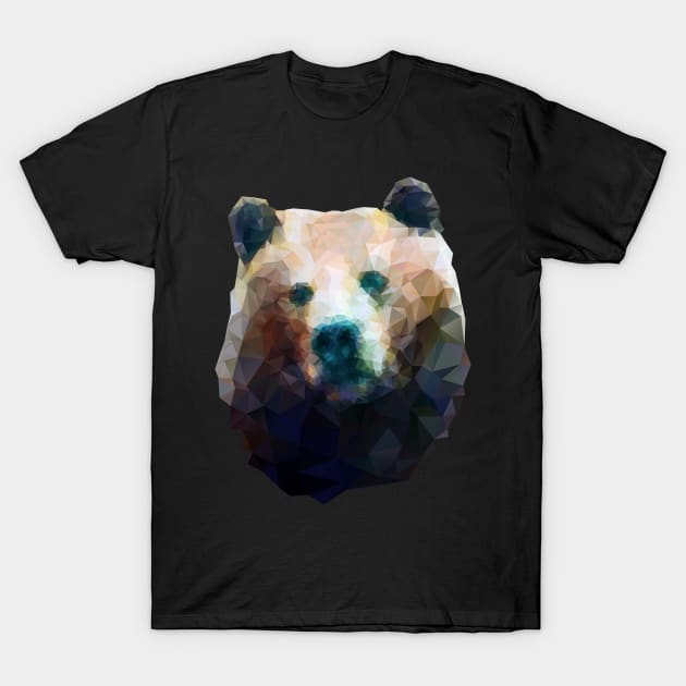 Dramabite Wild Bear Low Poly Geometric Minimalist Design T-Shirt by dramabite